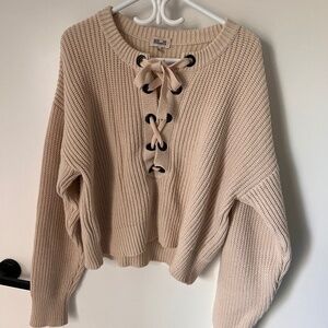 Baum Und Pferdgarten - Lace-up crop knit sweater XL